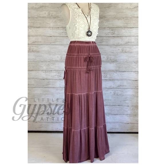 POL Tassel Drawstring Burnout Maxi Skirt - Picture 6 of 9